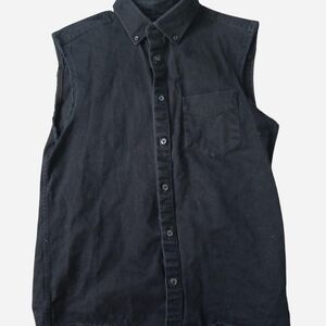 Zara Black Sleeveless Button-Down Shirt